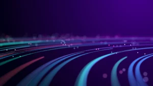 Colourful digital waves representing data flow