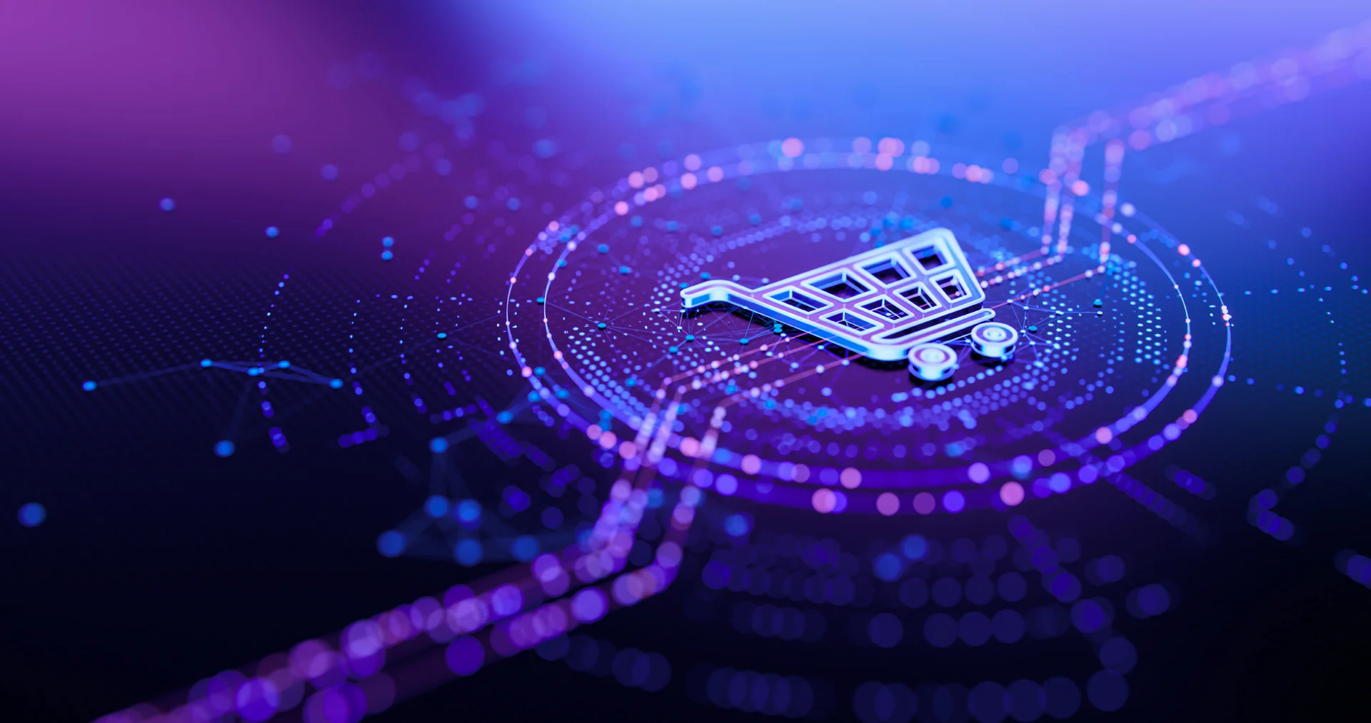 Digital shopping cart symbolising e commerce netwo