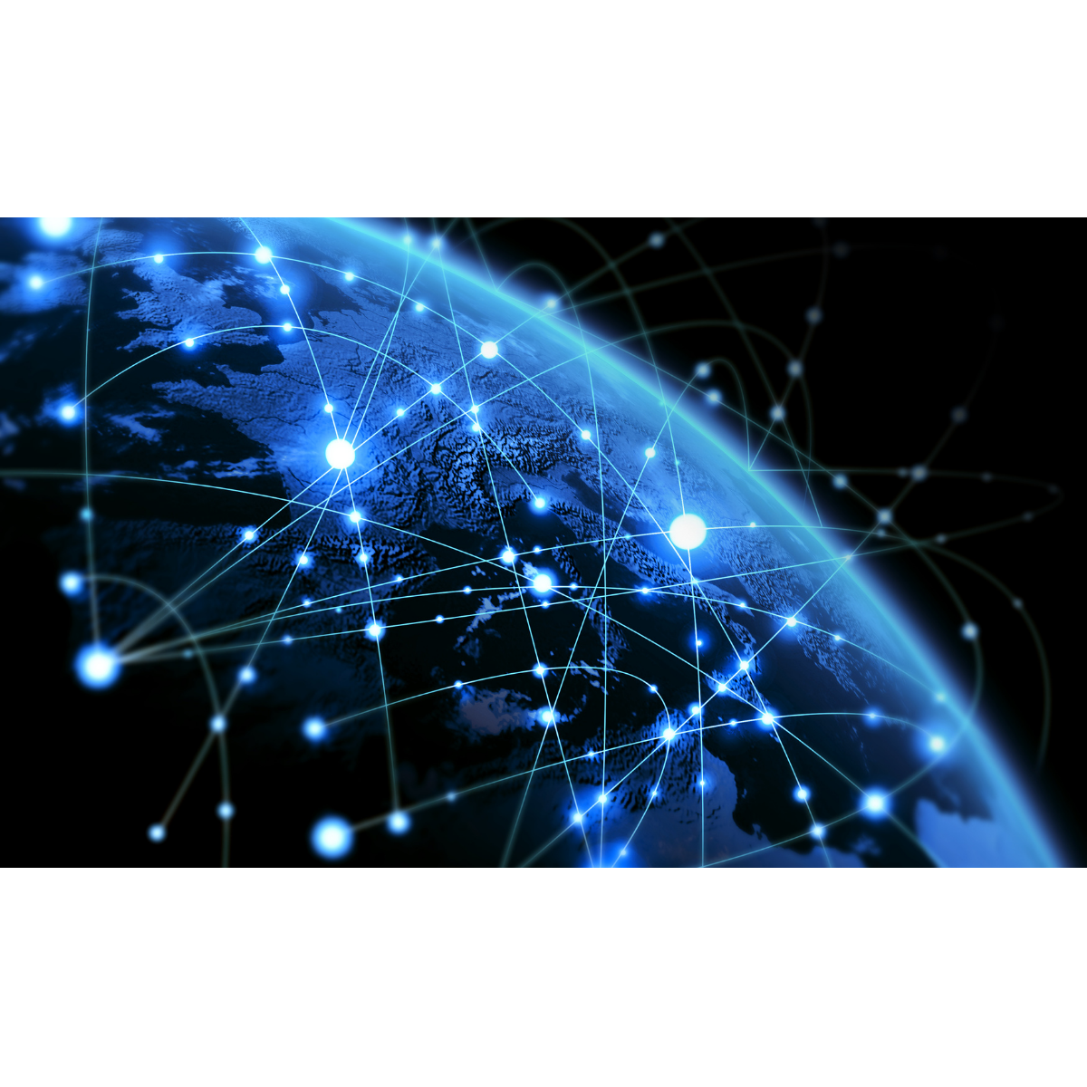 Worldwide connectivity and digital infrastructure represented by glowing Earth network