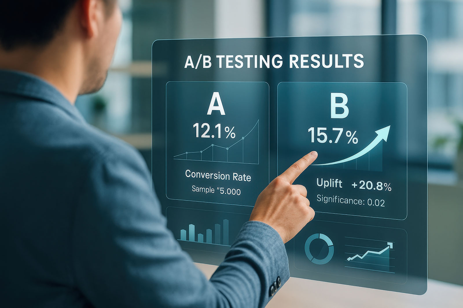 Professional analyzing A/B testing results for better user experience and accessibility testing