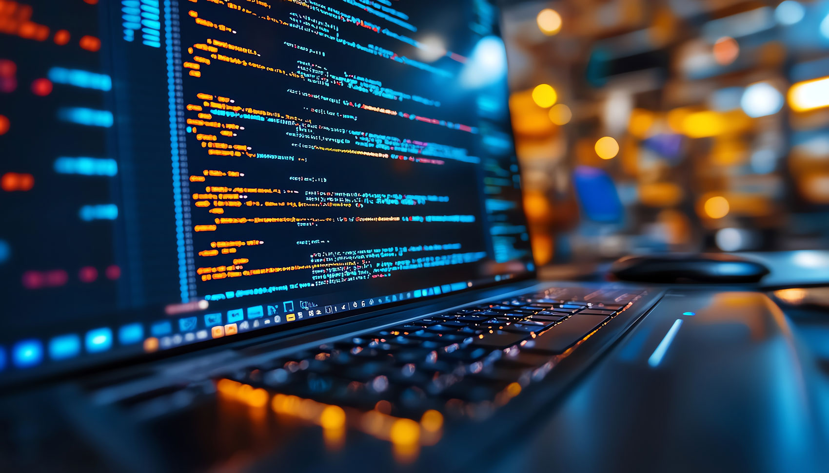 Laptop screen displaying colorful code for software testing