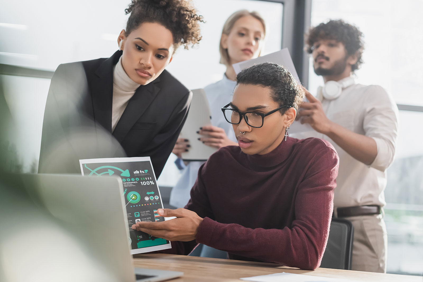Diverse team collaborating on AI-powered software testing and digital assurance solutions