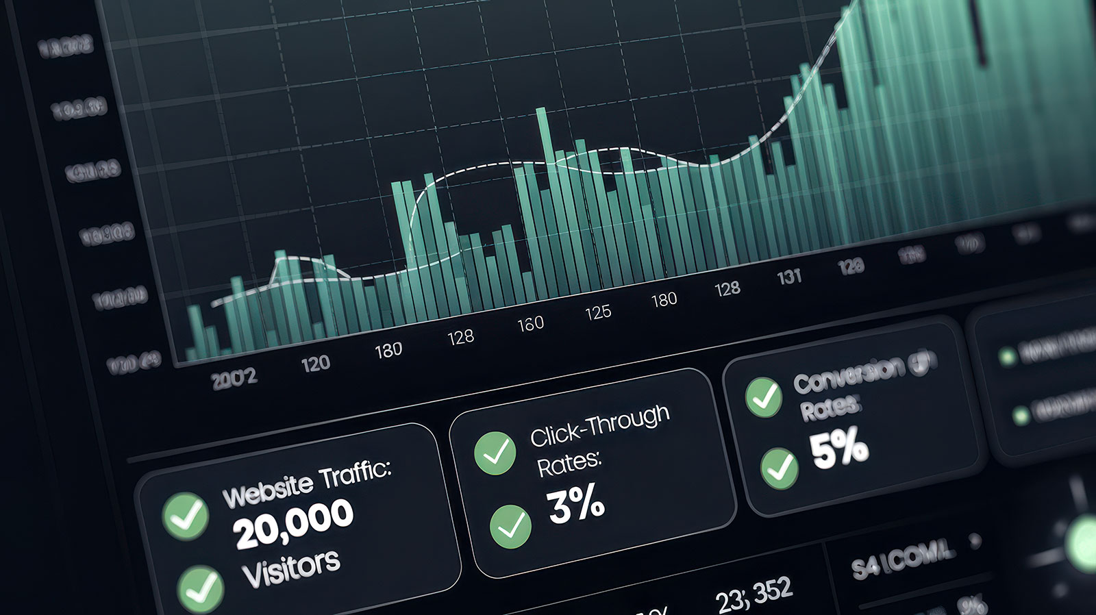 Website analytics dashboard showing traffic and conversion rates improved through accessibility testing