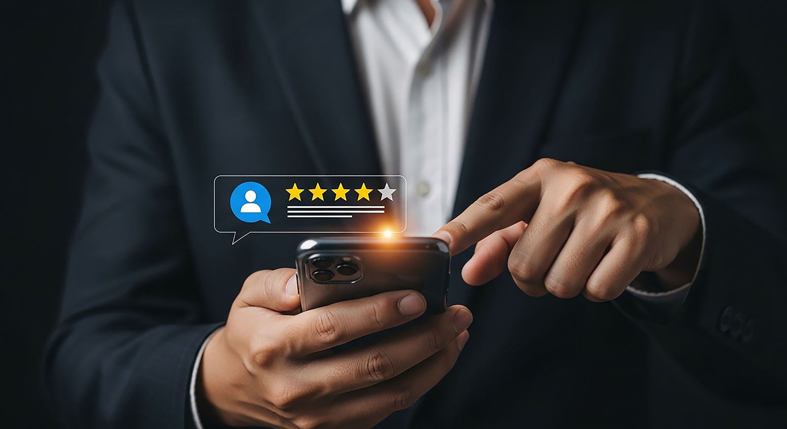 Person giving five-star rating on phone representing better user experience through accessibility testing