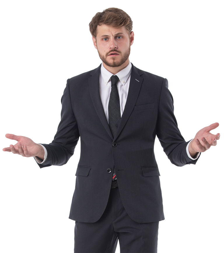 Confused businessman struggling with poor IT service delivery and software QA management