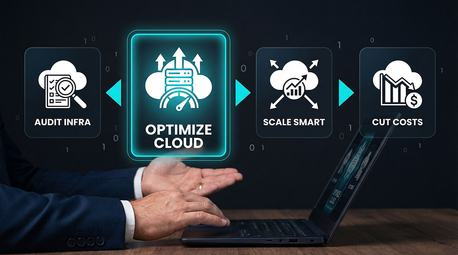 Cloud optimization workflow representing scalable application performance testing services