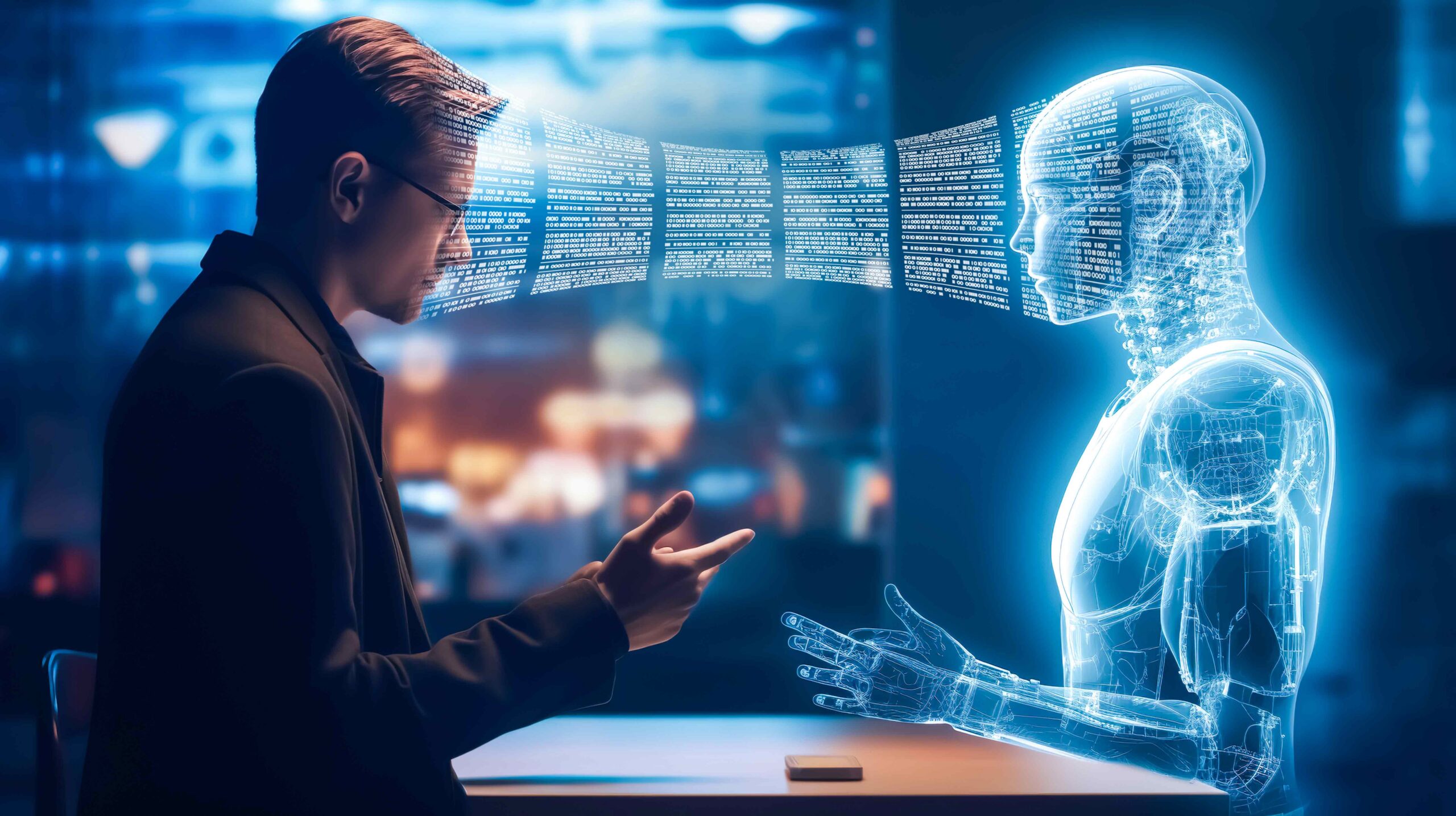 Professional interacting with AI-driven digital assurance and automated software testing technology