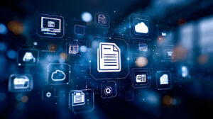 Digital icons representing scalable application performance testing and cloud-based testing solutions