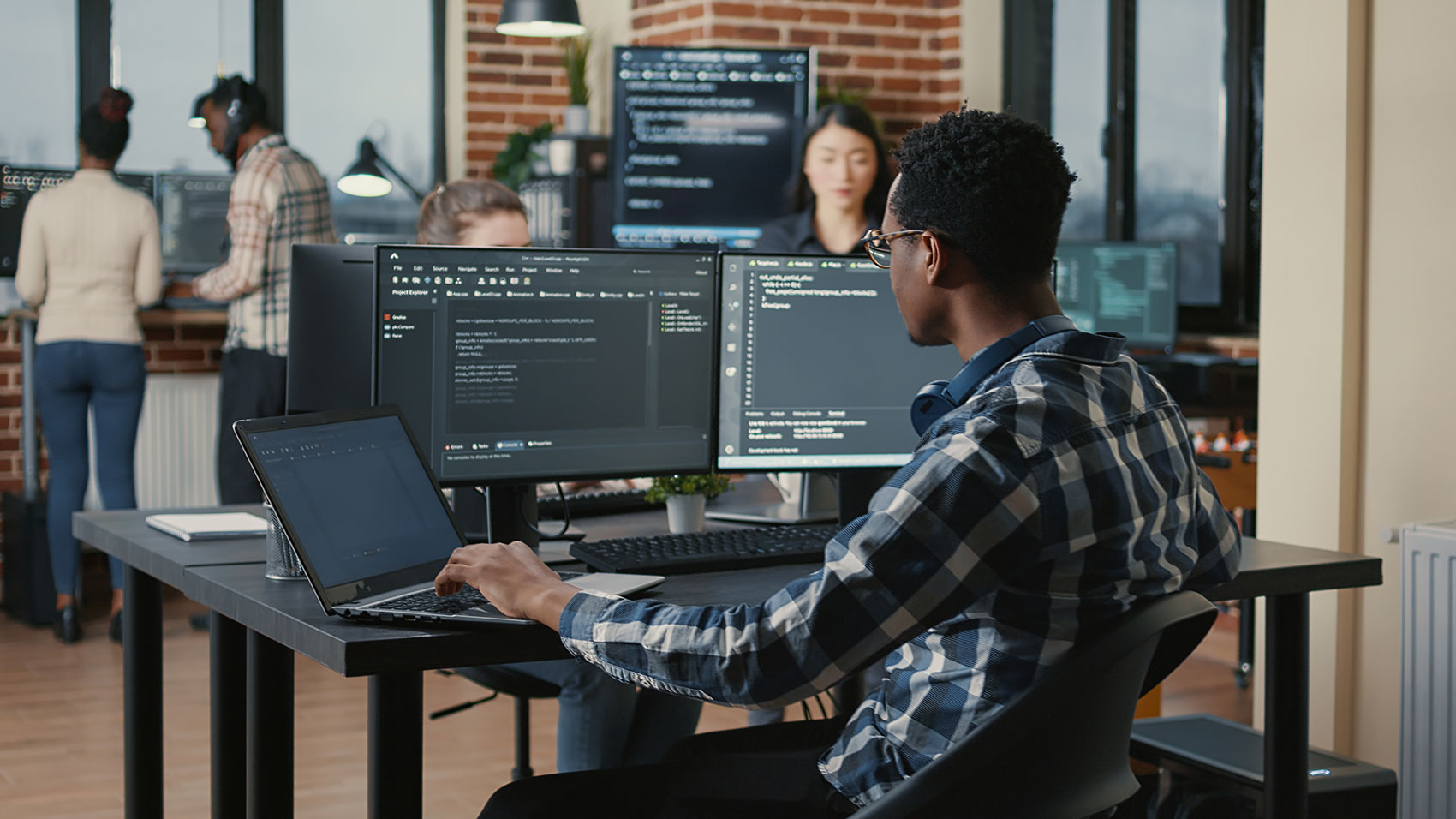 Developer writing CI Plus common interface and set-top box testing code