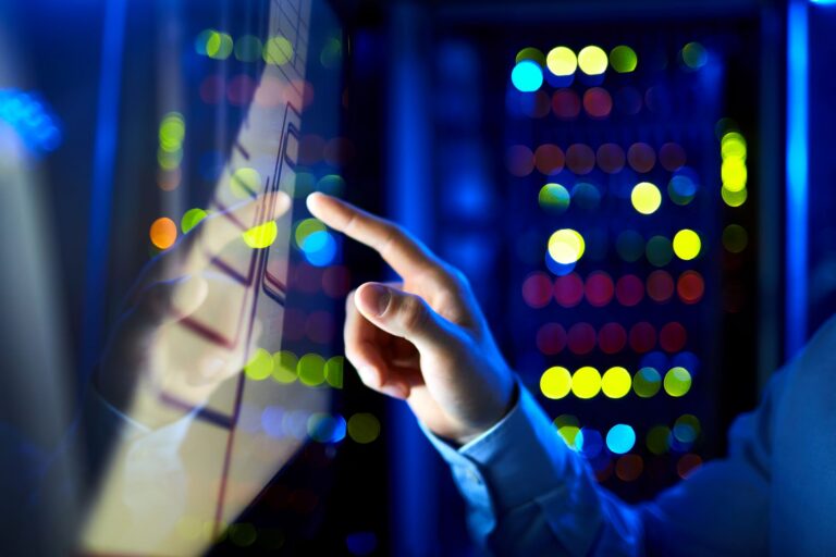 Hand interacting with server room touchscreen inte 2026 03 24 23 52 48 utc