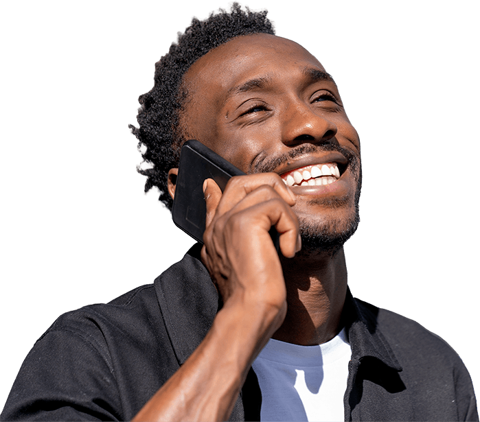 Client smiling on a call, trusting our digital assurance services