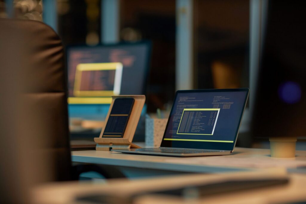 Software testing dashboards displayed on screens