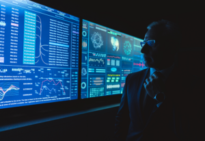 Expert monitoring AI model validation and risk assessment on AI governance platform