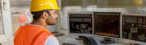 Engineer looking at system health and operational status