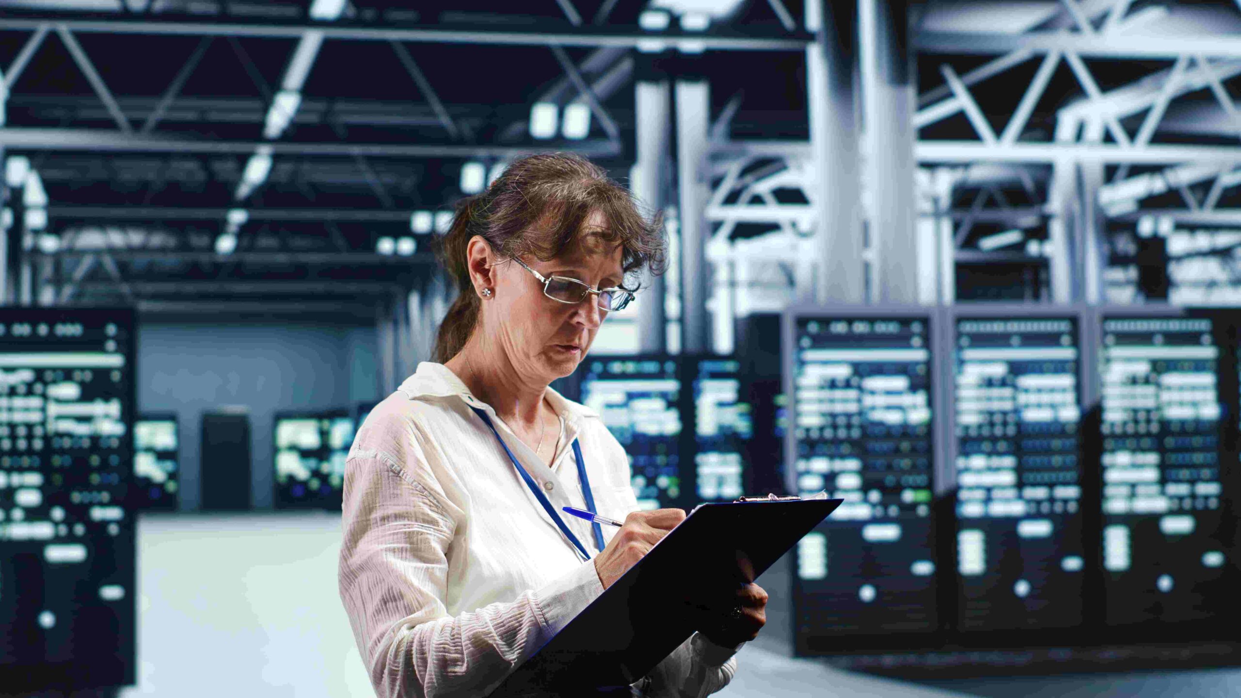 Analyst performing Database Testing in data center
