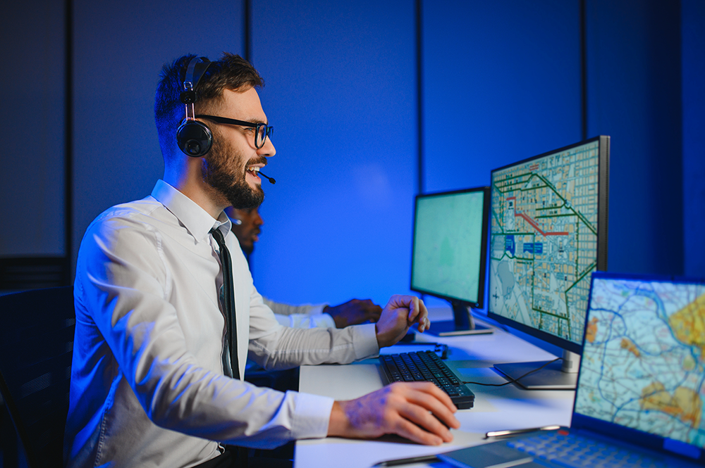 Operator monitoring AI model validation and risk assessment on governance platform screens