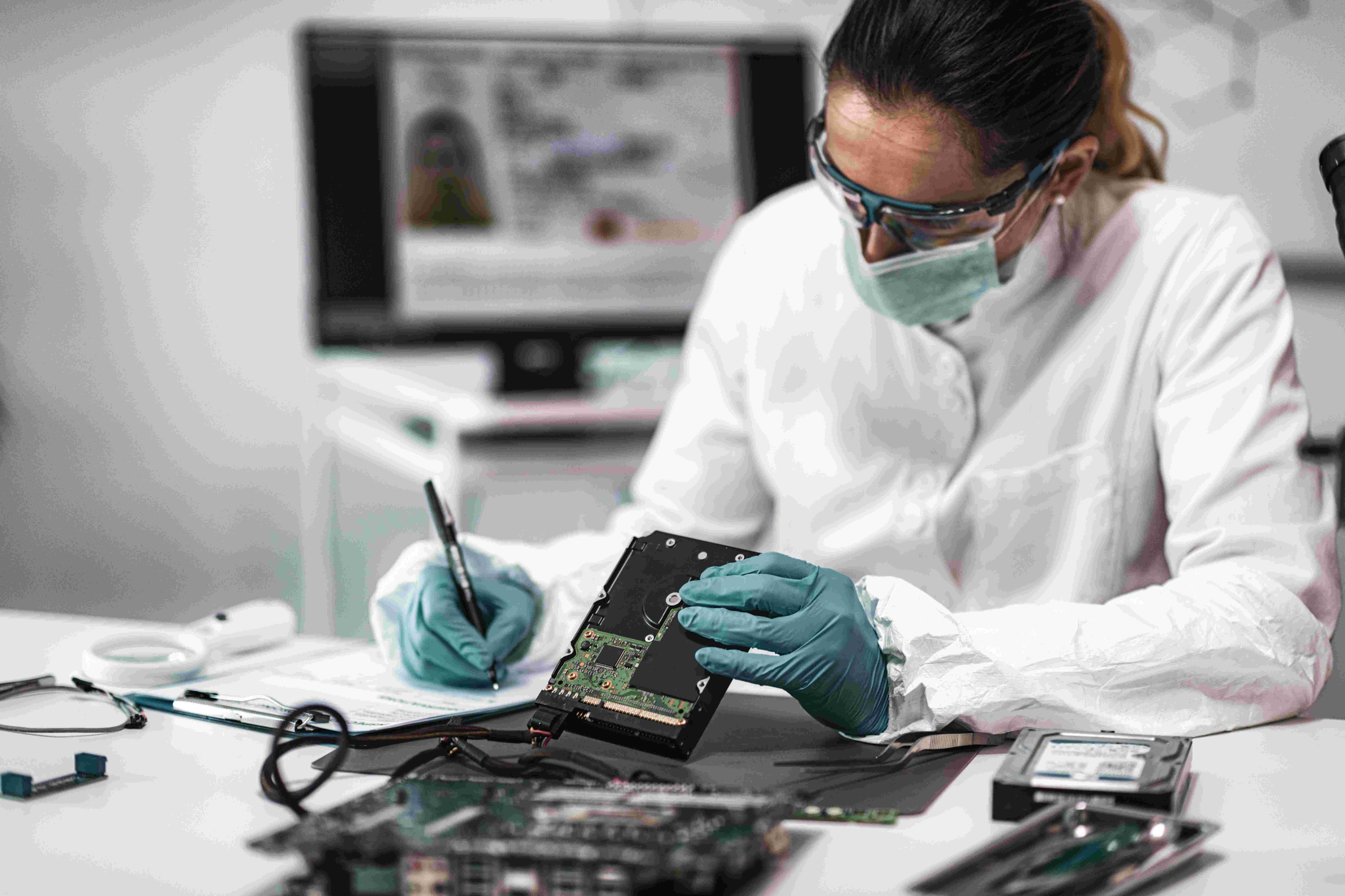 Person conducting IoT Device Testing on circuit board