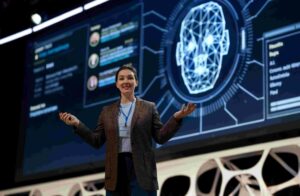 Speaker presenting AI facial recognition tech for AI Assurance Platform