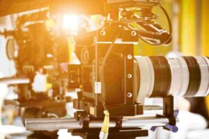 Close-up of QC on demand camera equipment setup