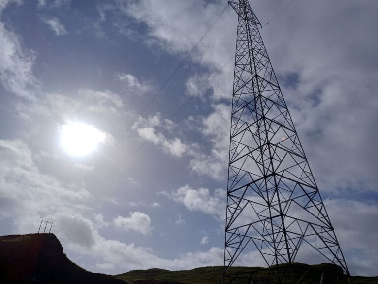 Electricity pylon and sunshine